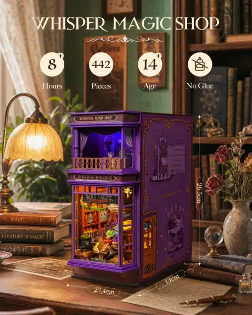 Raamaturiiuli miniatuurmaja ehituskomplekt, võlupood, 442 osa | E-pood Tootemaailm Raamaturiiuli miniatuurmaja ehituskomplekt, võlupood, 442 osa