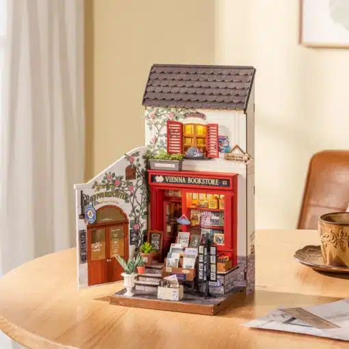 Puidust miniatuurse raamatupoe ehituskomplekt, 290 osa | E-pood Tootemaailm Puidust miniatuurse raamatupoe ehituskomplekt, 290 osa