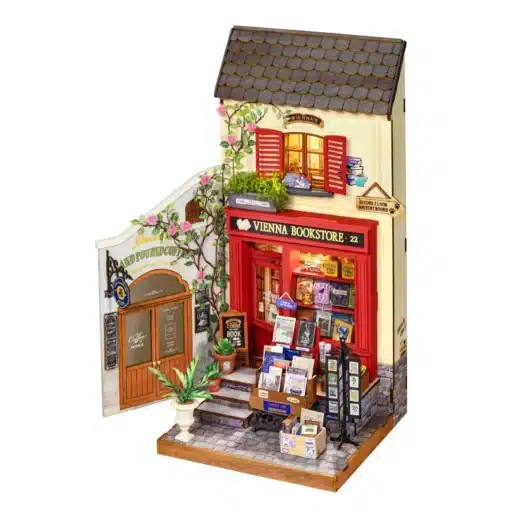 Puidust miniatuurse raamatupoe ehituskomplekt, 290 osa | E-pood Tootemaailm Puidust miniatuurse raamatupoe ehituskomplekt, 290 osa