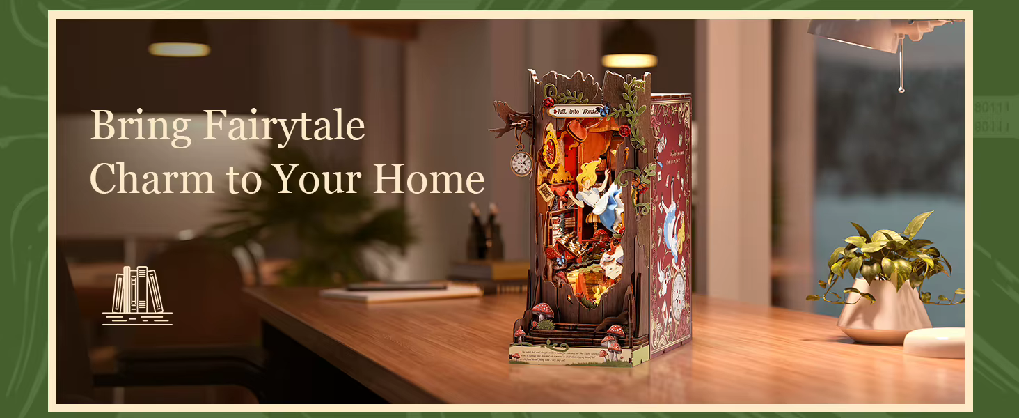 Puidust raamaturiiuli dioraami ehituskomplekt, 300 osa