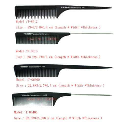 mustad antistaatilised kammid erineva suuruse ja kujuga