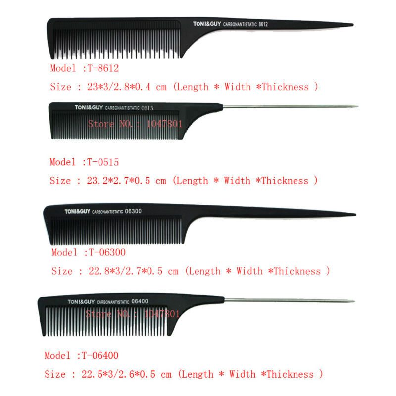 mustad antistaatilised kammid erineva suuruse ja kujuga