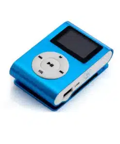 sinine kompaktne mp3-mängija ekraani ja nuppudega