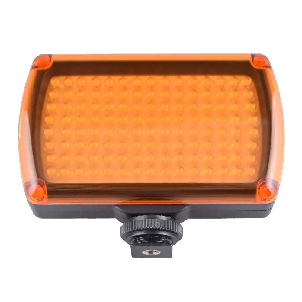 LED välklamp oranži filtriga, musta korpusega