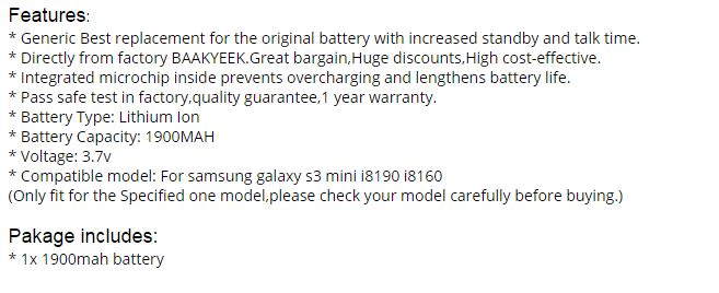 Aku Samsung Galaxy Minile | kujundav pilt e-kaubamaja pildikogust