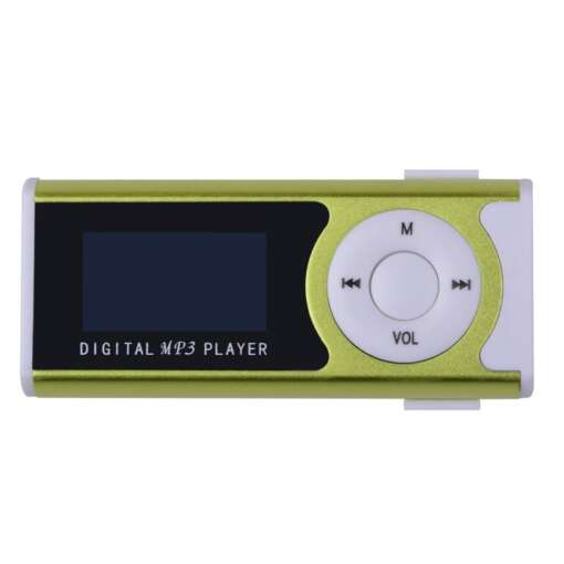 väike roheline mp3-mängija lcd ekraaniga ja juhtnuppudega