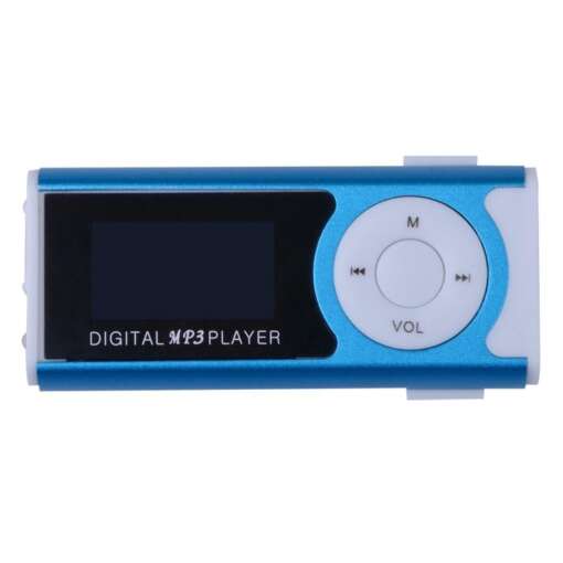 sinine ja valge mp3-mängija lcd ekraaniga
