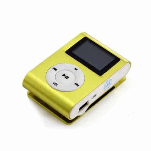 väike kollane mp3-mängija ekraani ja nuppudega