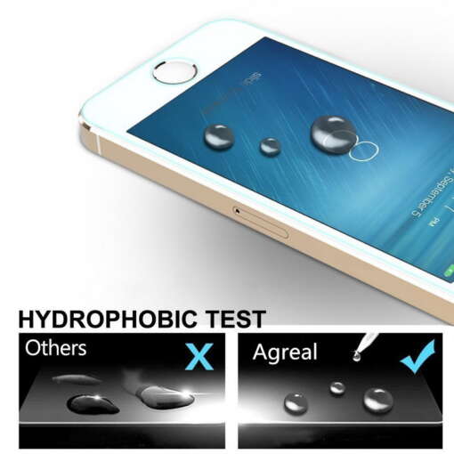 iPhone 5/5S ekraan veetilkadega, mis näitab hüdrofoobset kaitset