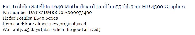 Toshiba Satellite L640 emaplaat | kujundav pilt e-kaubamaja pildikogust