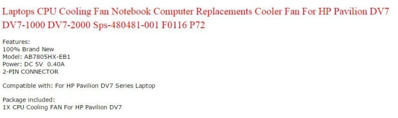 HP Pavilion DV7 seeria jahuti | kujundav pilt e-kaubamaja pildikogust