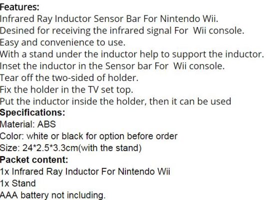 Infrapuna sensor - Nintendo Wii/Wii U | kujundav pilt e-kaubamaja pildikogust