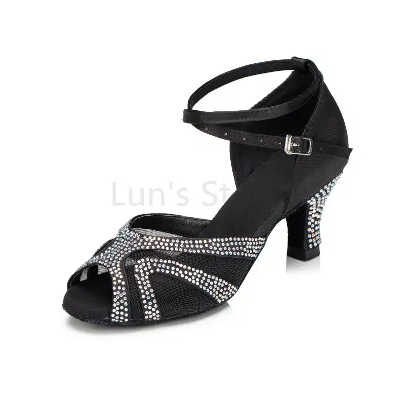 New Rhinestone Nude Black Blue Tan Weddidng Salsa Tango Ballroom Dance Shoes Latin Dance Shoes Salsa Dancing Shoes Very Sparkly 16