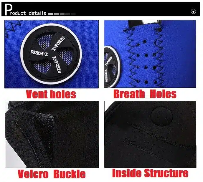 sinine sportlik sall-mask ventilatsiooniavade ja takjakinnitusega