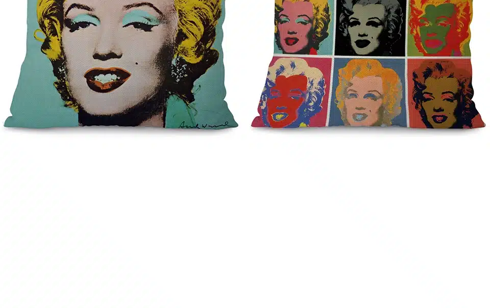 kaks dekoratiivpatja marilyn monroe popkunsti stiilis kujutistega