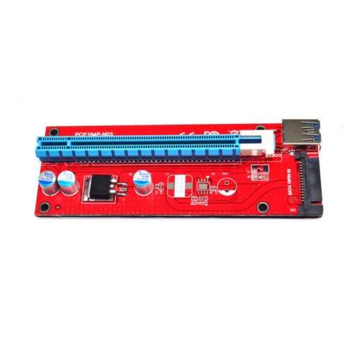 punane PCIe laienduskaart sinise pesaga