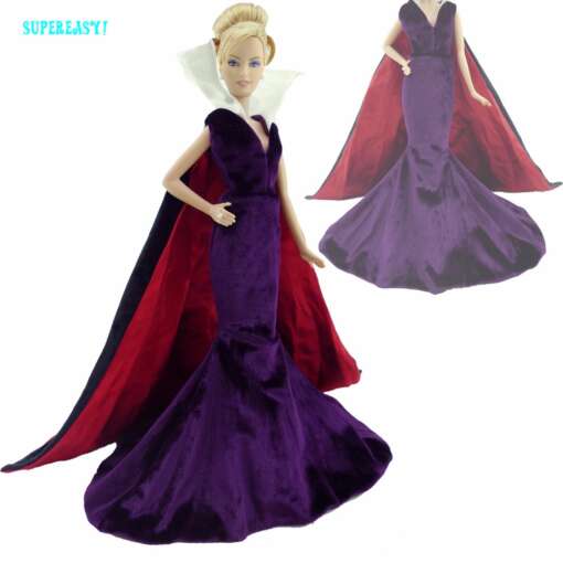 barbie nukk kannab lillat kleiti ja punast keebi