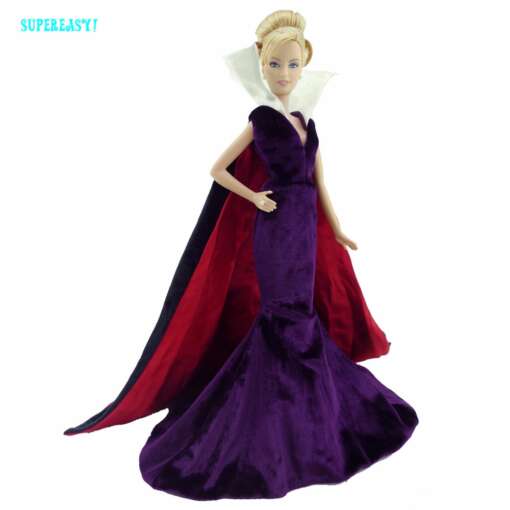 barbie nukk kannab lillat kleiti ja punast keebi