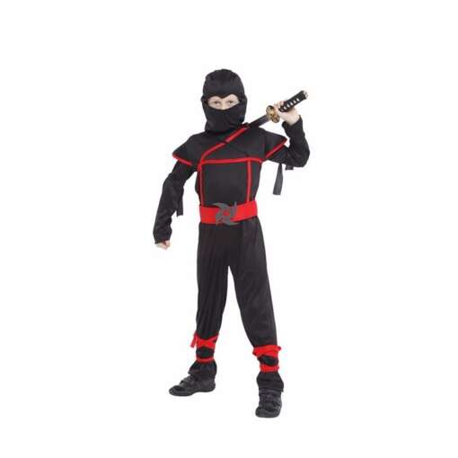 must ja punane ninja-kostüüm poistele, millel on mõõk