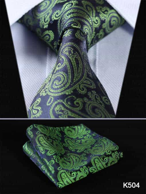 tumesinine siidlips roheliste paisley mustritega