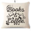 beež diivanipadjakate musta tekstiga books & coffee