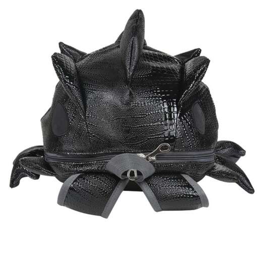 must 3D draakoni kujuline nahkne seljakott