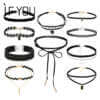 mustad nahast ja pitsist kaelakeed erinevates stiilides