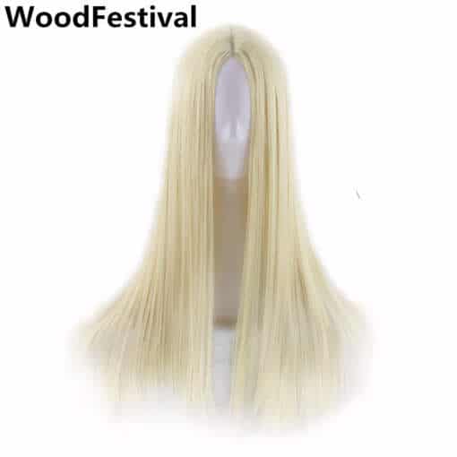 pikad sirged blondid kunstjuuksed parukal