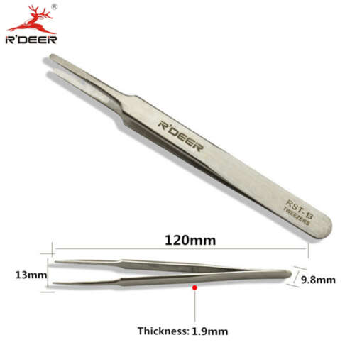 metallist täpsed pintsetid mõõtudega 120mm pikk, 13mm lai ja 1.9mm paks