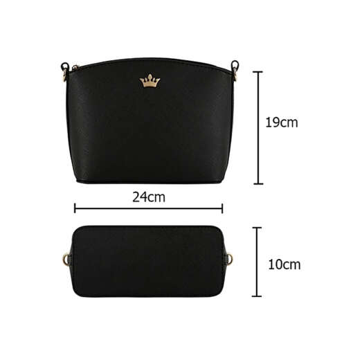 must crossbody kott kuldse krooni detailiga, mõõtudega 24x19x10 cm
