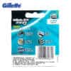 pakend gillette mach 3 raseerimisotsikutega, millel on sinine ja must disain ning toote omaduste pildid