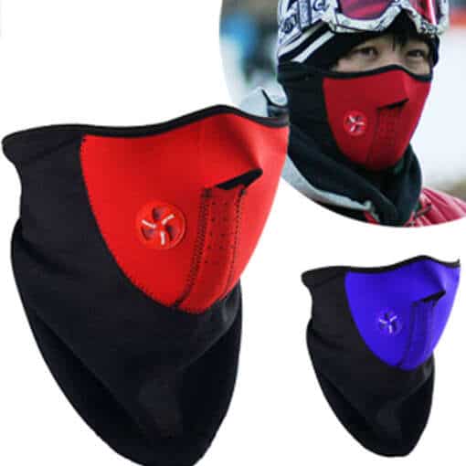 punane ja must sall-mask sportimiseks, millel on hingamisavad ja ventileerimisfunktsioon