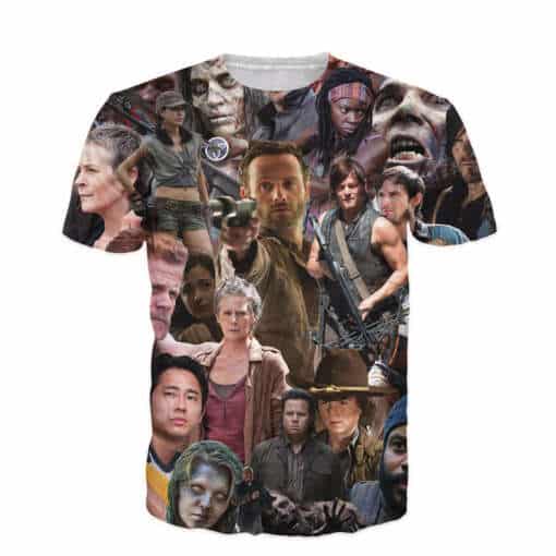 3D prindiga T-särk Walking Dead tegelaste ja stseenidega