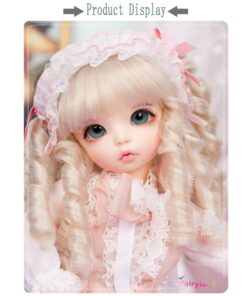 blondide lokkidega nukk roosas pitsilise peakatte ja kleidiga