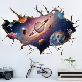 3D seinakleeps planeetide ja kosmosega valgel taustal