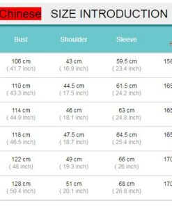 suuruste tabel, mis võrdleb Aasia ja Euroopa suurusi