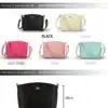viis erinevat värvi crossbody kotti, must, beež, roosa, kuum roosa ja roheline, kuldsete detailidega