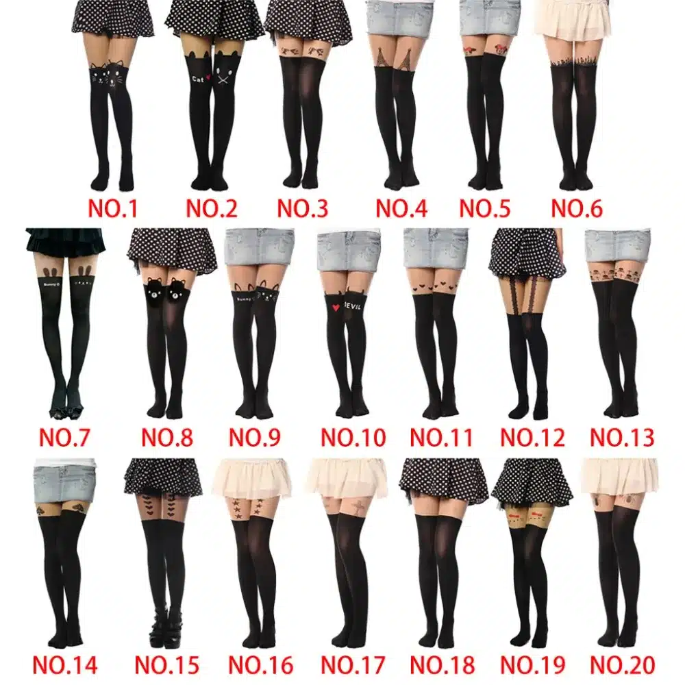 Tights Pantyhose Women Sexy Stockings Cat Pattern Print Cartoon 20 Style Spring&Autumn Mock Medias Pantis Woman Collant Femme 3