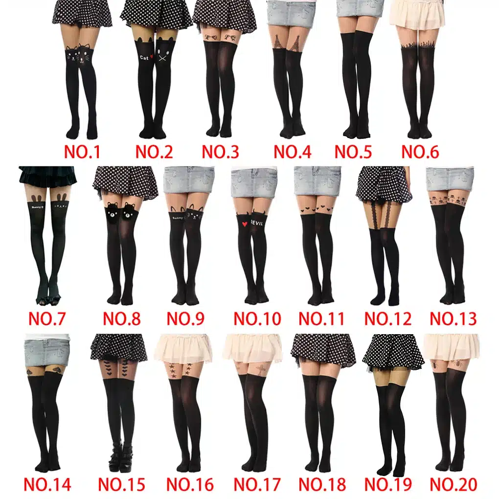 New Sexy Girl's Pantyhose Design Pattern Printed Tattoo Stockings Cat shape 20 Style Sheer Pantyhose Mock Stockings Tights 90cm 7