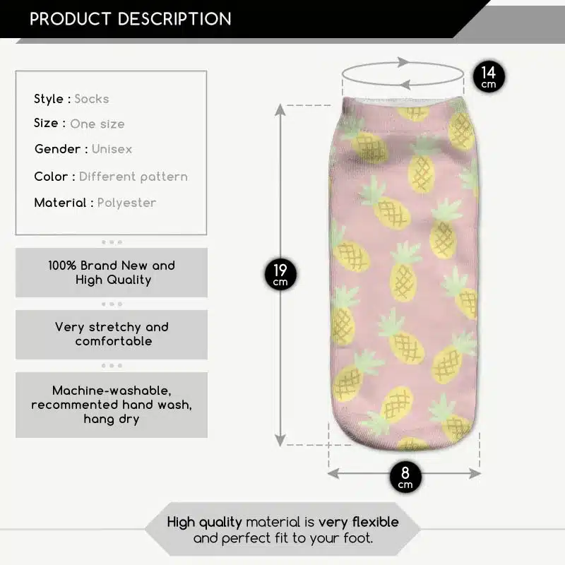 3D Plantlife cactus Women Creative Printed Socks Female Pug Chicken Funny Socks Burger Multicolor Fruit Socks Girl Graffiti 8
