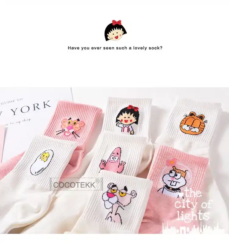 Elegant Lovely Cartoon Sweet Cotton Women Socks Cute Animals Character Ladies and Female Socks Fashion Casual Short Socks Men 16