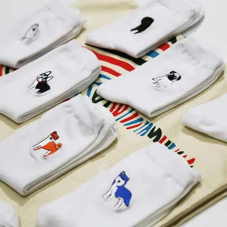 cute animal husky embroidery women cotton white socks lovely dog Jacquard female pure color socks funny kawaii pug meias soks 6