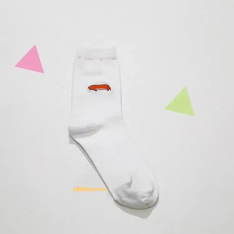 cute animal husky embroidery women cotton white socks lovely dog Jacquard female pure color socks funny kawaii pug meias soks 9