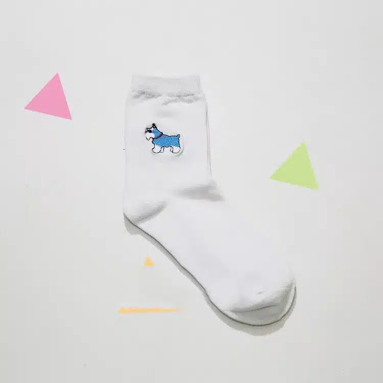 cute animal husky embroidery women cotton white socks lovely dog Jacquard female pure color socks funny kawaii pug meias soks 10
