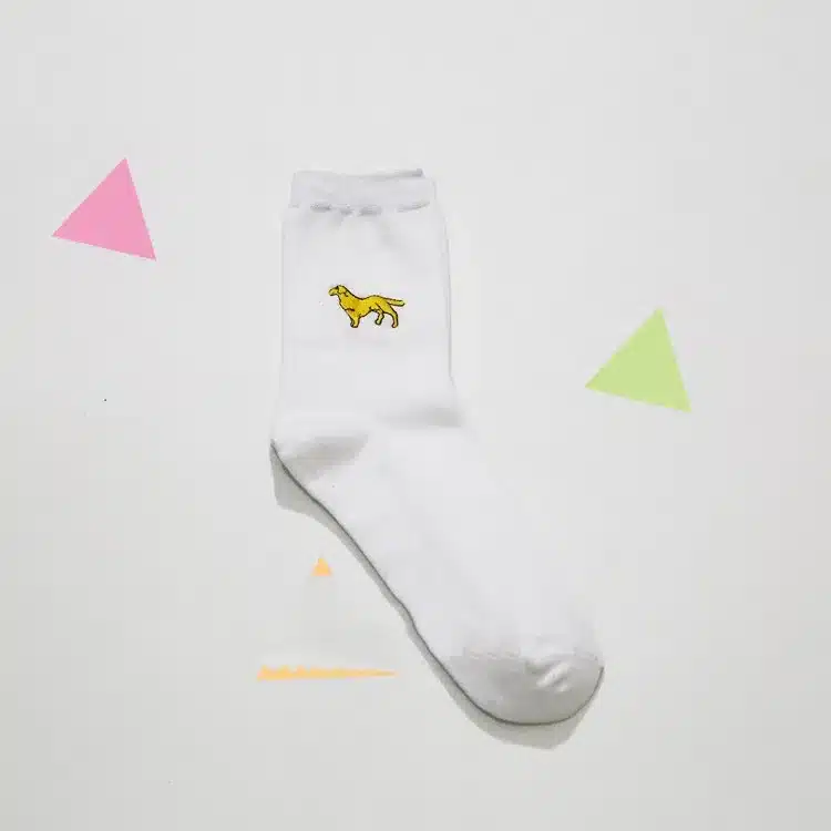 cute animal husky embroidery women cotton white socks lovely dog Jacquard female pure color socks funny kawaii pug meias soks 11