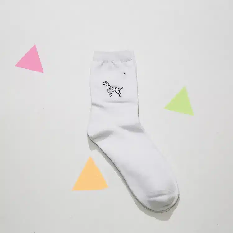 cute animal husky embroidery women cotton white socks lovely dog Jacquard female pure color socks funny kawaii pug meias soks 15