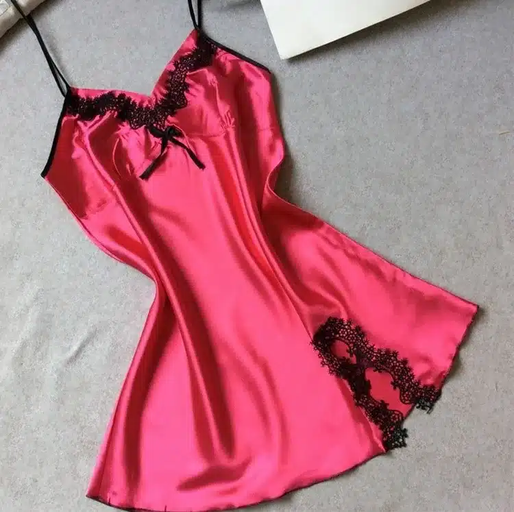 Ladies Sexy Silk Satin Night Dress Sleeveless Nighties V-neck Nightgown Solid Nightdress Lace Night Gown Sleepwear For Women 38