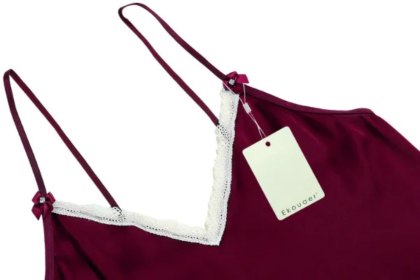 Ekouaer Women Clothes for Summer Shorts Sets V-Neck Sleepwear Satin Pajama women's Pajamas Spaghetti Strap Lace Sexy Pajama Set 47