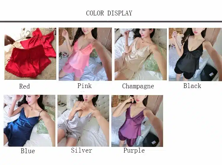 Lisacmvpnel PIJAMA New V-Neck rayon silk women's sleepwear spaghetti strap lace sexy pajama set 9