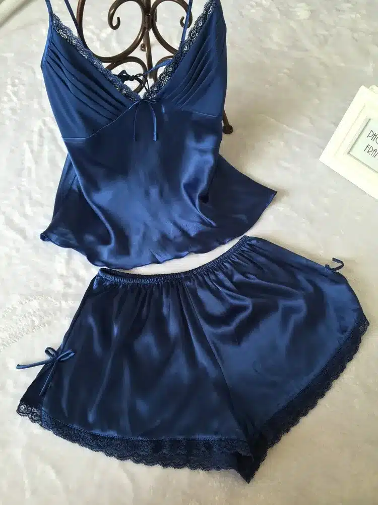 Lisacmvpnel PIJAMA New V-Neck rayon silk women's sleepwear spaghetti strap lace sexy pajama set 28